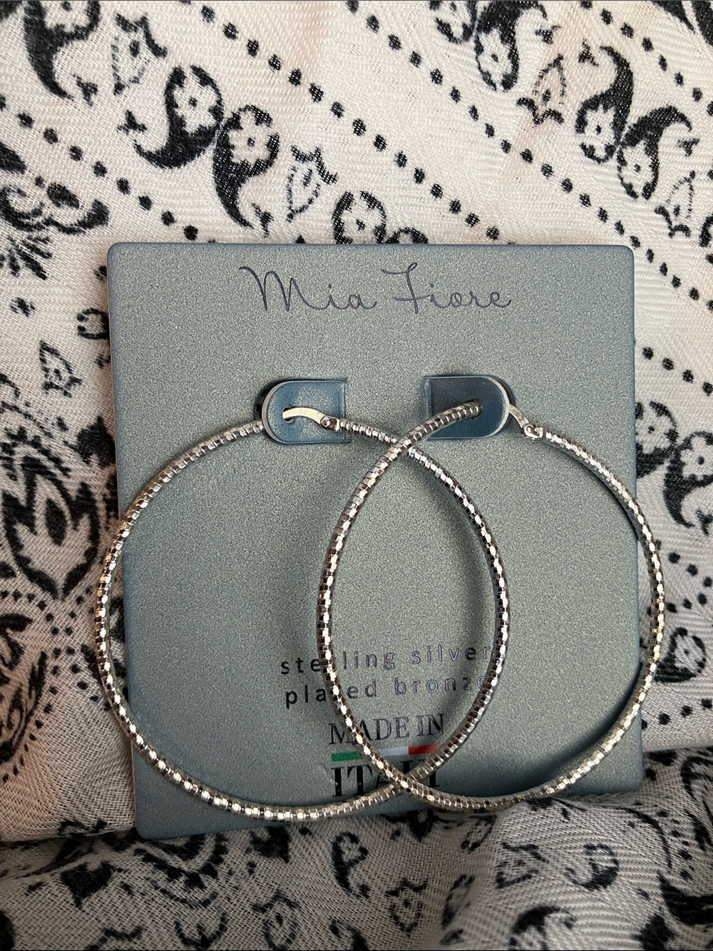 Mia Fiore Sterling Silver Plated Bronze Hoop Earrings -NWT; Made in Italy :) - Picture 8 of 9